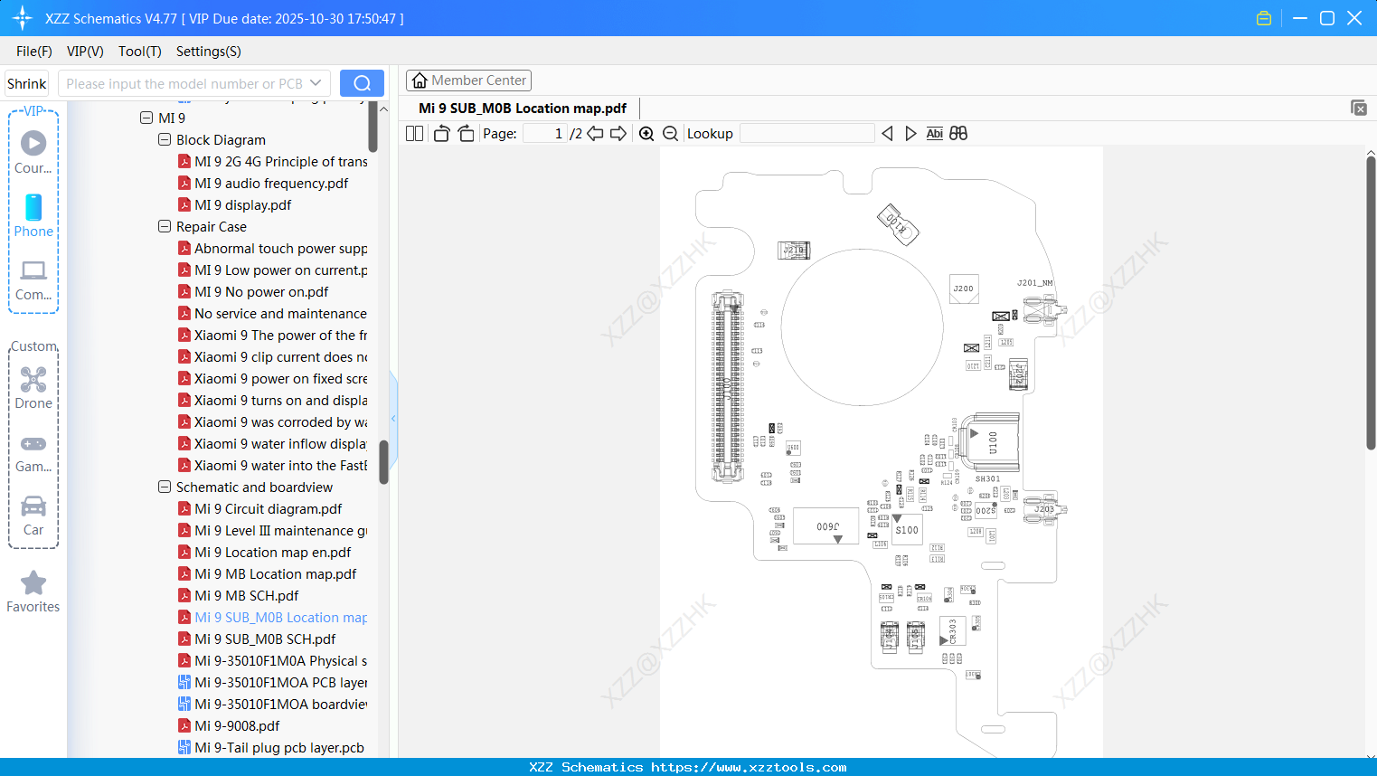 Xiaomi Mi 9 SUB_M0B Location Map